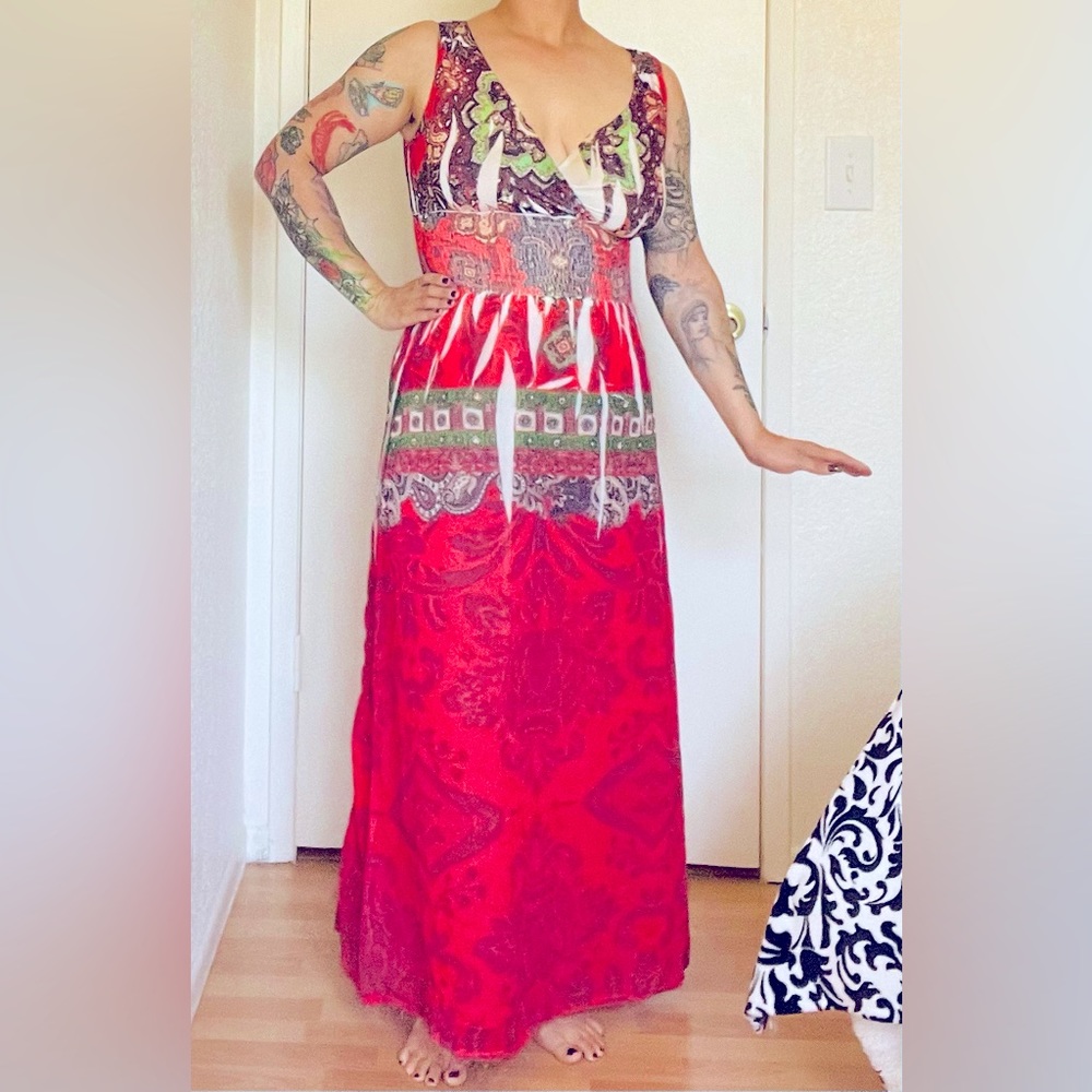 Bohemian ethnic tye dye multicolor Maxi dress